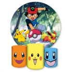 Capa Painel + Trio Capas Cilindros Sublimados Tema Pokemon 718