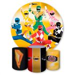 Capa Painel + Trio Capas Cilindros Sublimados Tema Power Rangers 1192