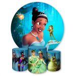 Capa Painel + Trio Capas Cilindros Sublimados Tema Princesa e o Sapo 724