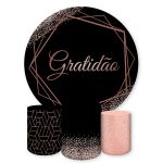 Capa Painel + Trio Capas Cilindros Sublimados Tema Gratidão 836