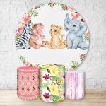 Capa Painel + Trio Capas Cilindros Sublimados Tema Safari / Baby / Infantil / Menina / Flores / Tropical / Rosa 564