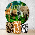Capa Painel + Trio Capas Cilindros Sublimados Tema Safari / Infantil / Adulto / Animais Reais / Selva / Animal Print 567
