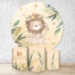 Capa Painel + Trio Capas Cilindros Sublimados Tema Safari / Infantil / Menino / Leão / Baby / Dourado 573 
