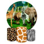 Capa Painel + Trio Capas Cilindros Sublimados Tema Safari / Infantil / Adulto / Animais Reais / Selva / Animal Print 567
