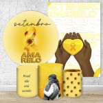 Kit 5 Peças Capa Redonda + Capa Retangular + Trio Capas Cilindros Sublimados Tema Setembro Amarelo 4049