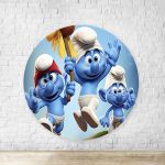 Capa Painel Redondo Sublimados Tema Smurfs 4029