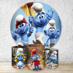 Capa Painel + Trio Capas Cilindros Sublimados Tema Smurfs 4045