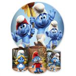 Capa Painel + Trio Capas Cilindros Sublimados Tema Smurfs 4045