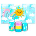 Kit Capa Painel Redondo + 2unid Capa Retangular + Trio Capas Cilindros Tema Sol Cute 2117