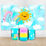 Kit Capa Painel Redondo + 2unid Capa Retangular + Trio Capas Cilindros Tema Sol Cute 2117