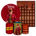 Kit 5 Peças Capa Redonda + Capa Retangular + Trio Capas Cilindros Sublimados Tema Willy Wonka 2113