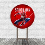 Kit Painel De Festa Homem Aranha Redondo + Trio De Cilindros Em Tecido