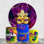 Kit Painel De Festa Carnaval Redondo + Trio De Cilindros Em Tecido