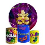 Kit Painel De Festa Carnaval Redondo + Trio De Cilindros Em Tecido