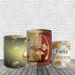 Kit Painel De Festa Pascoa Redondo + Trio De Cilindros Em Tecido