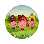 Painel De Festa Redondo Histórias Infantis Três Porquinhos