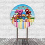 Kit Painel De Festa Pocoyo Redondo + Trio De Cilindros Em Tecido