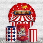 Kit Painel De Festa Circo Redondo + Trio De Cilindros Em Tecido