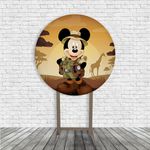 Kit Painel De Festa Mickey Redondo + Trio De Cilindros Em Tecido