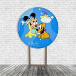 Kit Painel De Festa Mickey Redondo + Trio De Cilindros Em Tecido