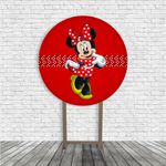 Kit Painel De Festa Minnie Redondo + Trio De Cilindros Em Tecido