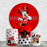 Kit Painel De Festa Minnie Redondo + Trio De Cilindros Em Tecido