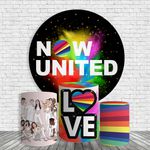 Kit Painel De Festa Now United Redondo + Trio De Cilindros Em Tecido