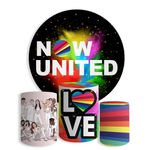 Kit Painel De Festa Now United Redondo + Trio De Cilindros Em Tecido