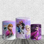 Kit Painel De Festa Frozen 2 Redondo + Trio De Cilindros Em Tecido Copia