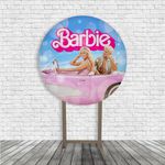 Kit Painel De Festa Barbie 3 Redondo + Trio De Cilindros Em Tecido
