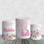 Kit Painel De Festa Dia Das Mães 4 Redondo + Trio De Cilindros Em Tecido