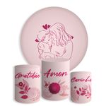 Kit Painel De Festa Dia Das Mães 5 Redondo + Trio De Cilindros Em Tecido