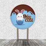 Kit Painel De Festa Coelhinho Páscoa Redondo + Trio De Cilindros Em Tecido