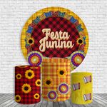 Kit Painel De Festa Junina 5 Redondo + Trio De Cilindros Em Tecido