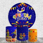 Kit Painel De Festa Junina 6 Redondo + Trio De Cilindros Em Tecido