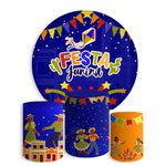 Kit Painel De Festa Junina 6 Redondo + Trio De Cilindros Em Tecido