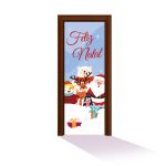 Capa De Porta Para Decoração Festa Papai Noel Neve Tecido Elástico 2.10x0.85m Painel de Porta 