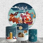 Kit Painel Festa Feliz Natal 8 Redondo + Trio De Cilindros Em Tecido