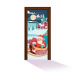 Capa De Porta Para Decoração Papai Noel Trenó Tecido Elástico 2.10x0.85m Painel de Porta 