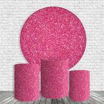 Kit Painel Festa Glitter Rosa Brilho 3 Redondo + Trio De Cilindros Em Tecido