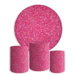 Kit Painel Festa Glitter Rosa Brilho 3 Redondo + Trio De Cilindros Em Tecido