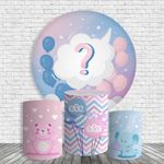 Kit Painel Festa Chá De Bebê Chá Revelação Redondo + Trio De Cilindros Em Tecido