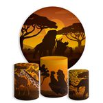 Kit Painel De Festa Rei Leão Selva + Trio De Cilindros Em Tecido Copia