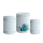 Trio De Cilindros Para Festa Jardim Floral Flores Azul