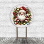 Kit Painel De Festa Papai Noel Natal Fofo Redondo + Trio De Cilindros Em Tecido