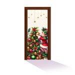 Capa De Porta Para Decoração Natal Duende Tecido Elástico 2.10x0.85m Painel de Porta Copia