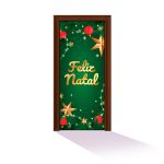 Capa De Porta Para Decoração Festa Feliz Natal Tecido Elástico 2.10x0.85m Painel de Porta