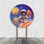 Painel De Festa Redondo Astronauta No Espaço