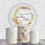 Kit Painel De Festa Ano Novo Delicado Redondo + Trio De Cilindros Em Tecido