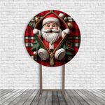 Kit Painel De Festa Feliz Natal Papai Noel + Trio De Cilindros Em Tecido 